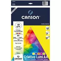 PAPEL CRIATIVO LUMI CANSON A4 80G 5 CORES C/50FLS
