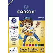 PAPEL CRIATIVO COLOR A3 8 CORES 80G 32 FOLHAS CANSON