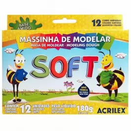 MASSA DE MODELAR SOFT 12 CORES 180G ACRILEX