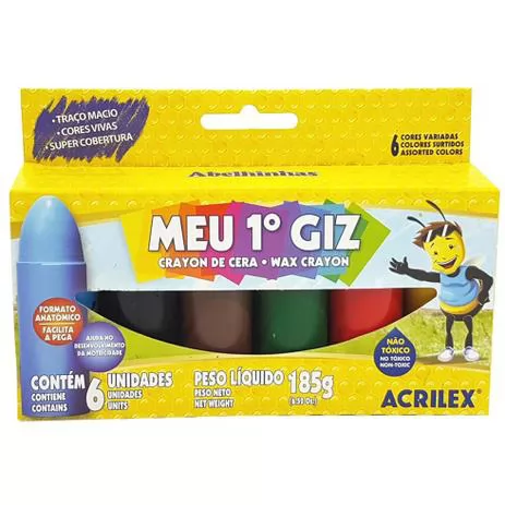 GIZ DE CERA MEU PRIMEIRO GIZ 6 CORES ACRILEX