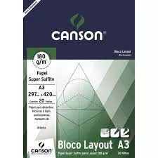 PAPEL LAYOUT TECNICO A3 180G 20 FOLHAS  CANSON