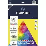 PAPEL CRIATIVO CARDS A4 120G 8 CORES 24 FOLHAS CANSON