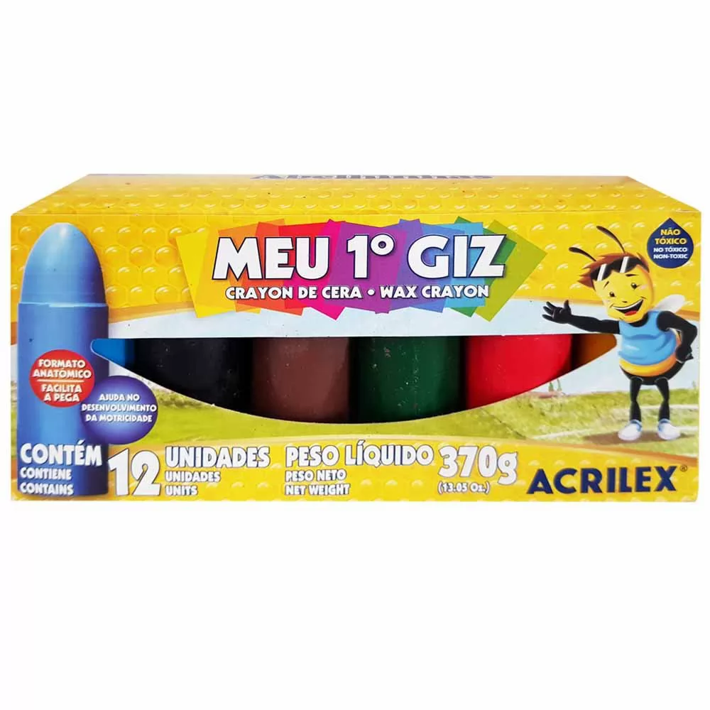 GIZ DE CERA ACRILEX MEU PRIMEIRO GIZ C/12 CORES