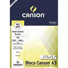 PAPEL DESENHO A3 180G 20 FOLHAS CANSON