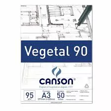 PAPEL VEGETAL A3 90G 50 FOLHAS CANSON