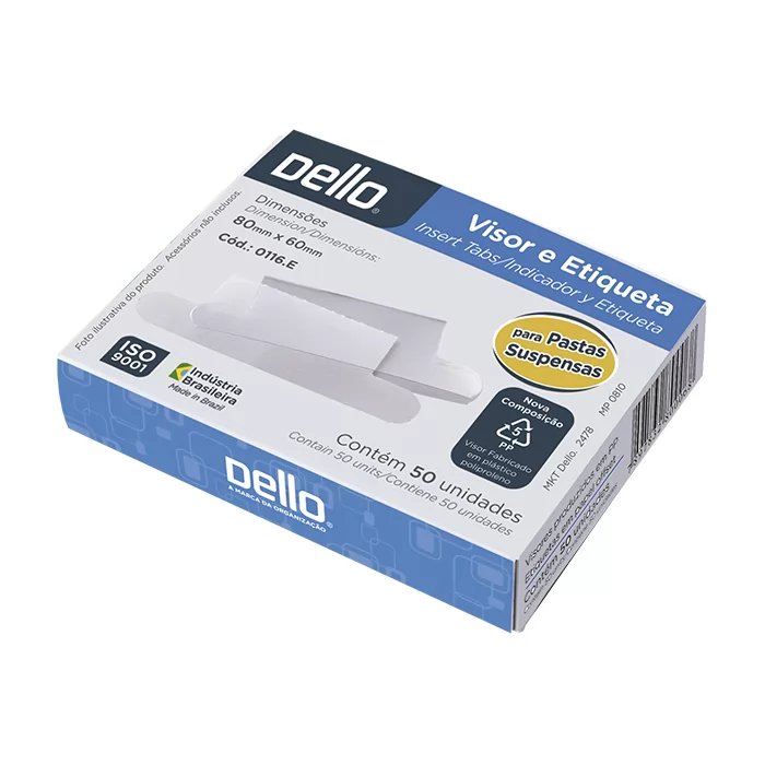 VISOR PASTA SUSPENSA BRANCO C/50UN DELLO