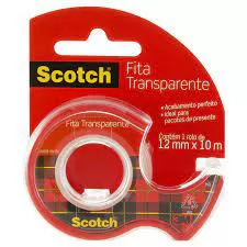 FITA ADESIVA TRANSPARENTE COM 1 DISPENSER 2 ROLOS 12X10 3M SCOTH