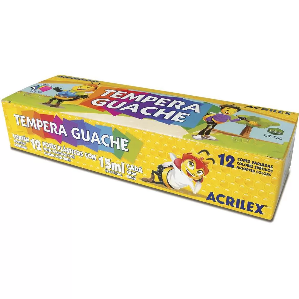 TINTA GUACHE ABELHINHAS 12 CORES 15ML ACRILEX