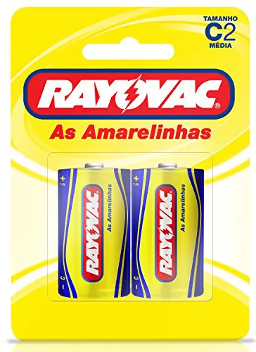 PILHA C MEDIA C/02 1,5V AMARELINHA COMUM RAYOVAC