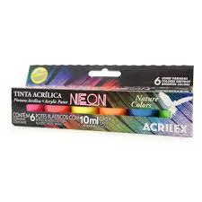 CONJUNTO TINTA ACRILICA 10ML 6 CORES NEON ACRILEX