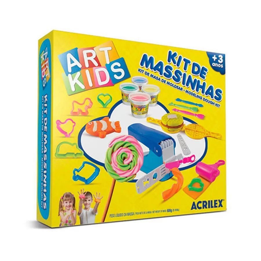 KIT DE MASSINHA ACRILEX 6 ART KIDS 600G