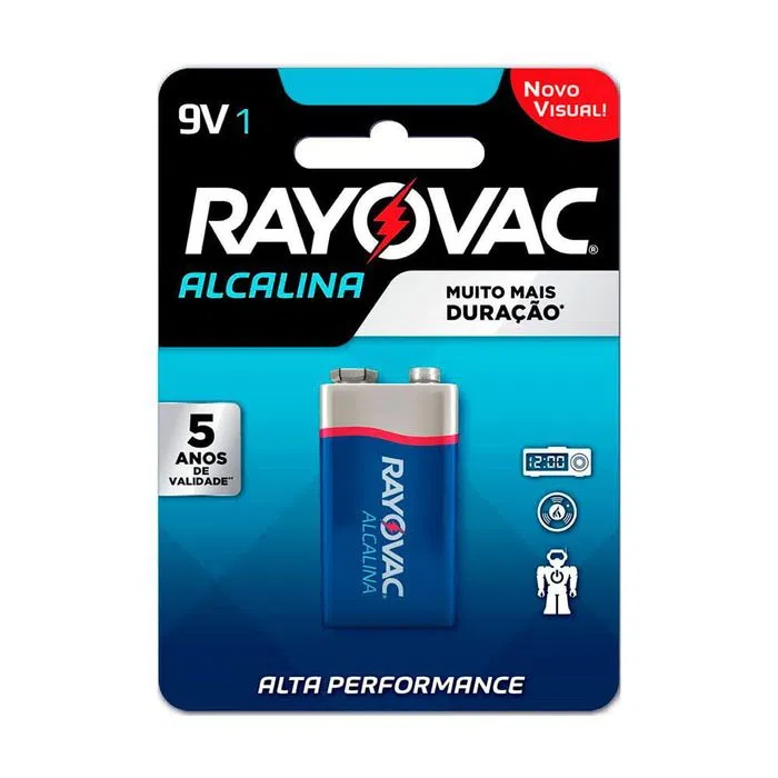 PILHA ALCALINA BATERIA 9V C/1 RAYOVAC