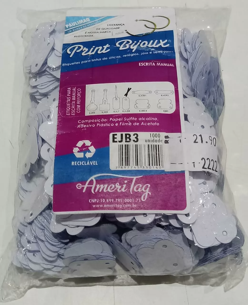 ETIQUETA P/JOIA BRINCO/ANEL C/CORDAO PCT C/1000UN