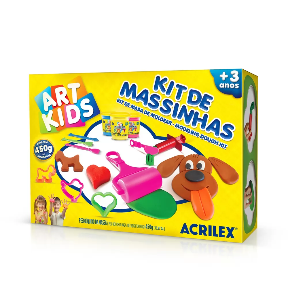 KIT DE MASSINHA ACRILEX 4 ART KIDS 450G