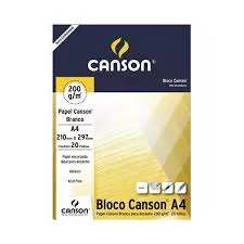 PAPEL DESENHO BRANCO ARTISTICO A4 200G 20 FOLHAS CANSON