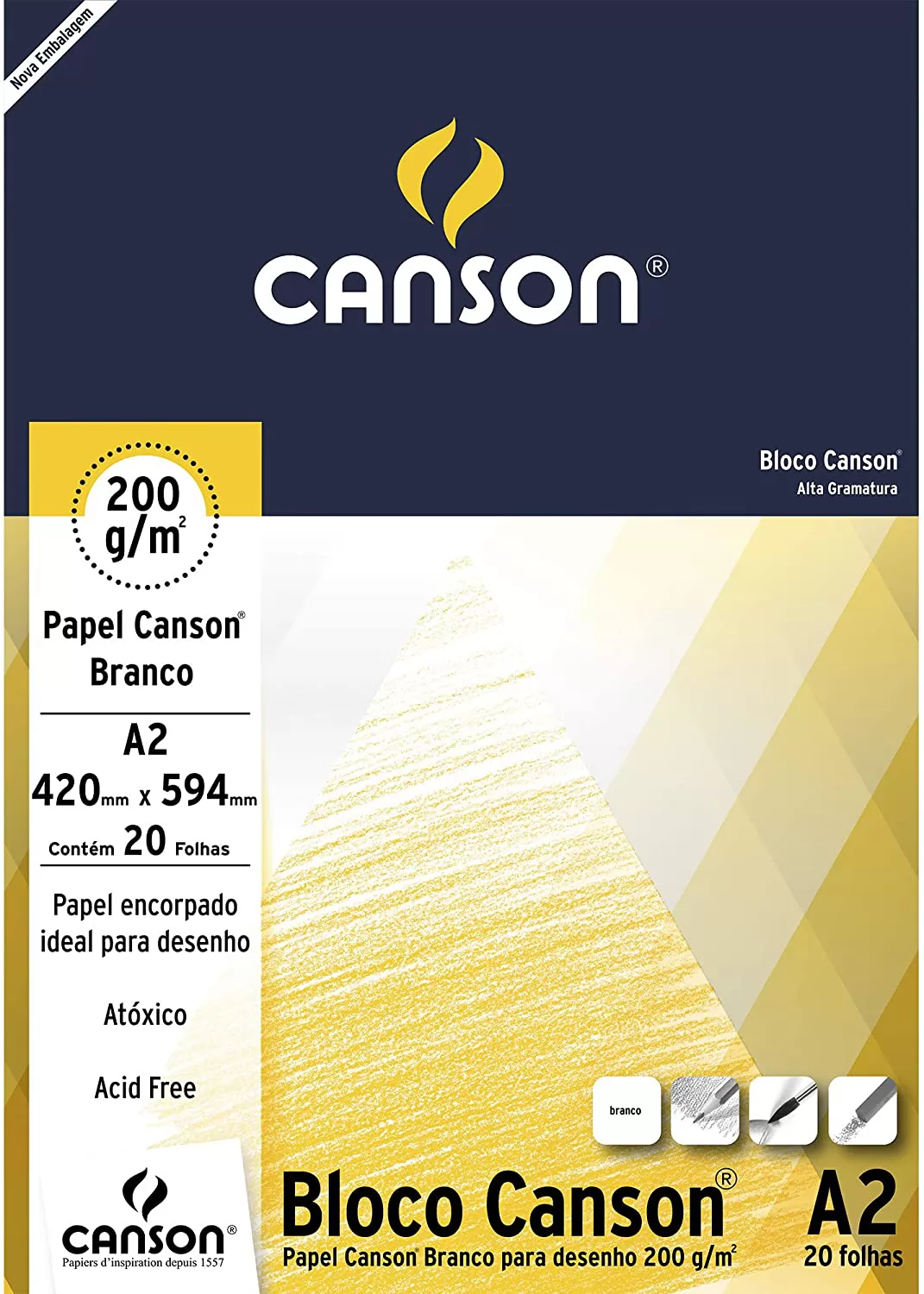 PAPEL DESENHO A3 200G COM 20 FOLHAS CANSON