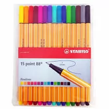 CANETA POINT 88 FINELINER 0.4MM C/15 CORES STABILO