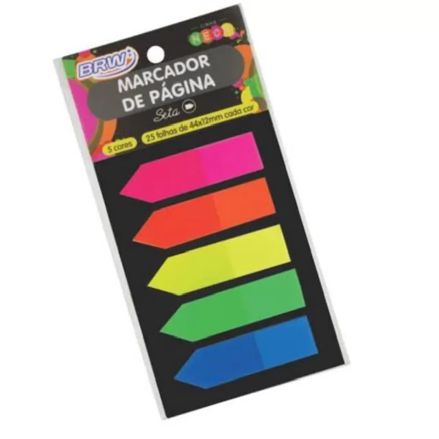 MARCADOR PAGINA SETA C/5 CORES NEON C/25FLS BRW