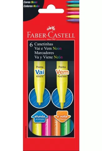 HIDORCOR VAI E VEM NEON 6 CORES FABER CASTELL