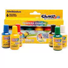 TEMPERA GUACHE PINCEL 6 POTES 18ML ACRILEX