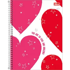CADERNO ESPIRAL CAPA DURA 1/4 LOVE PINK 80 FOLHAS TILIBRA