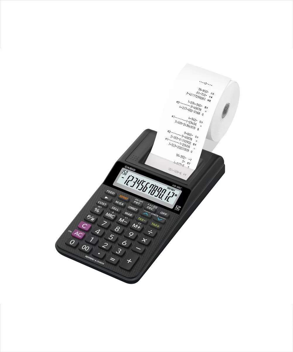 CALCULADORA CASIO C/IMPRESSAO 12 DIGITOS HR-8RC BIVOLT