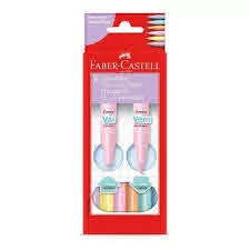 CANETINHAS HIDROCOR VAI E VEM PASTEL 6 CORES FABER CASTELL