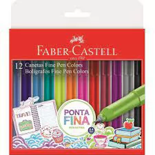 CANETAS FINE PEN 0.4 12 CORES FABER CASTELL