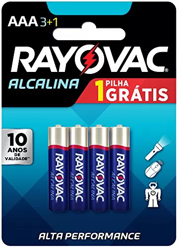 PILHA ALCALINA AAA C/3 + 1 GRATIS 1,5V RAYOVAC