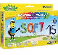 MASSA DE MODELAR SOFT COM 15 CORES ACRILEX