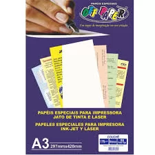 PAPEL COUCHE BRANCO A3 170G COM 50 FOLHAS OFF PAPER