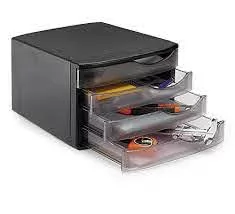 GAVETEIRO PRETO C/4 GAVETAS FUME WALLEU