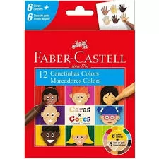 CANETINHAS HIDROCOR CARAS E CORES 12 CORES FABER CASTELL