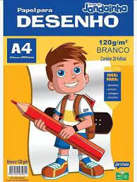 PAPEL A3 ESCOLAR BRANCO DESENHO 120G 20 FOLHAS JANDAINHA