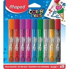 COLA GLITER 10,5ML C/9 TUBOS COLOR PEPS MAPED