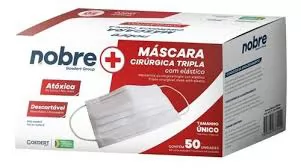 MASCARA DESCARTAVEL BRANCA TRIPLA C/ELASTICO 50 UNIDADES NOBRE