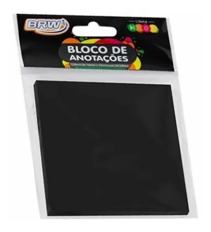 BLOCO DE ANOTACAO ADESIVO PRETO 76X76 50 FOLHAS BRW