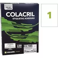 ETIQUETA ADESIVA CC185 1 POR FOLHA 279,4MMX215,9MM COM 100 FOLHAS COLACRIL