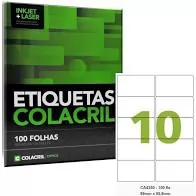 ETIQUETA ADESIVA CA4350 10 POR FOLHA 99MMX55,8MM 100 FOLHAS COLACRIL