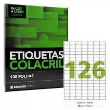 ETIQUETA ADESIVA CA4349 126 POR FOLHA 26MMX15MM 100 FOLHAS COLACRIL