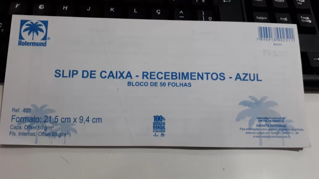SLIP DE CAIXA 50 FLS ROTERMUND REF.821