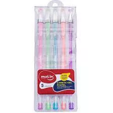 CANETA GEL COM 5 CORES PASTEL MOLIN