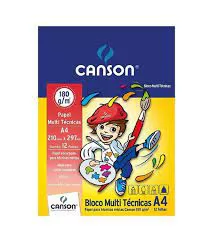 BLOCO DE PINTURA MULTI TECNICAS A4 180G 12 FOLHAS CANSON
