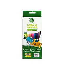 KIT LAPIS DE COR SUSTENTAVEL 12 CORES + BORRACHA + APONTADOR ONDA