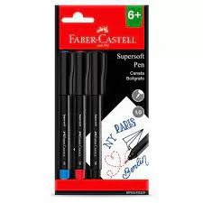 CANETA SUPERSOFT PEN 1.0 3 CORES FABER CASTELL