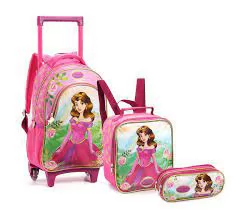 KIT MOCHILA DE RODINHA + LANCHEIRA + ESTOJO PRINCESAS LAVIT