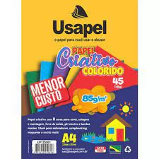 PAPEL CRIATIVO COLORIDO 45 FOLHAS 85G 45 FOLHAS USAPEL