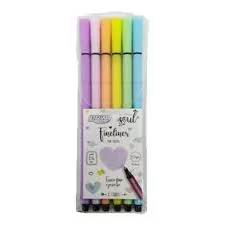 CANETA HIDROGRAFICA FINE LINER 0.4 COM 6 CORES PASTEL BRW
