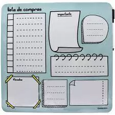 QUADRO DE METAL COM CANETA 29X29CM LISTA DE COMPRAS ZONA CRIATIVA