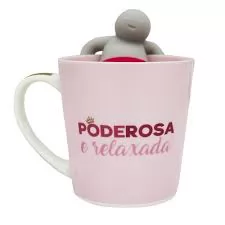 CANECA COM INFUSOR PARA CHA PODEROSA 350ML ZONA CRIATIVA